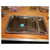 2ct Etched Chrome Serving Trays 11' x 7.5'