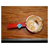 White w/ Red Enamel Coated Pot (small) 5'