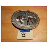 Belt Buckle w/ Native American & Horse