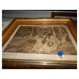 Framed Edward Curtis Print Native & Baby