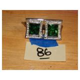 Cuff Links w/ Green Stones