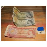Canadian Money Single $2 Bill & 2ct $1 Bills