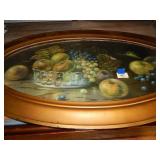 Framed Vintage Oval Still Life Painting