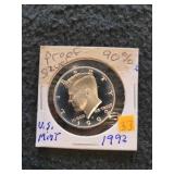 1992 Half Dollar 90% Silver Proof US Mint
