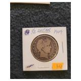 1909 Barber Half Dollar