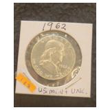 1962 US Mint Franklin Half Dollar Unc