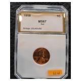 1958 MS67 RD Lincoln Cent