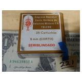 S&B 9mm (Corto) 380 Auto 25rnds