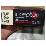 Inceptor 9mm Luger +P 25rnds 80gr ARX