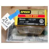 Speer Gold Dot 9mm 115gr .355 HP SEALED