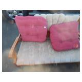 Wooden Sofa w/ 2ct Red Chair Pillows