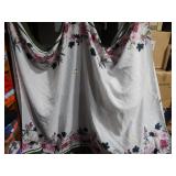 Linen Table Cloth w/ Flowers On Edges