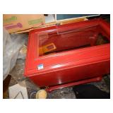 Red Drop Leaf Table w/ Glass Center NO SHIPPING