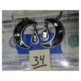Mexico Abaloni Enlayed Crescent Moon Earrings