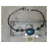 Sterling Silver Choker Necklace w/ Turquoise