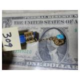 Cuff Earring Silver w/ Gold Plate & Turq. Nugget