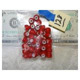 Bag of White Heart Beads-Red