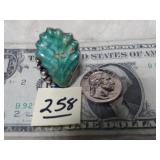 Turquoise & Silver Carved Turquoise Ring Sz 10