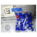 Bag of White Heart Beads-Blue