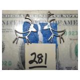 Pair of Silver Deer w/ Turquoise Eyes Earrings