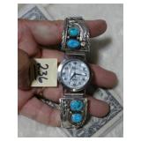 Navajo Watch Band w/ Watch Signed 'H' Sterling