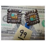 Navajo Turquoise Pierced Earrings