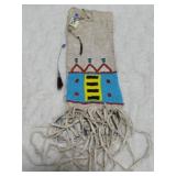 Pipe Bag Beaded On Indian Tanned Leather