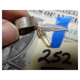Sterling Cuff Earring w/ Feather & Crystal Dangle