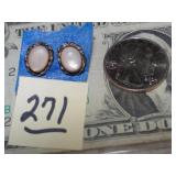 Mother of Pearl Earrings Silver .925 Navajo