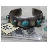 Old Cuff Bracelet Turquoise & Silver Navajo