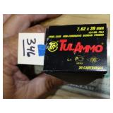 7.62x39 124gr FMJ 20rnds Tul Ammo
