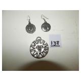 Sun/ Moon Pewter Earrings & Pendant Set