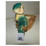 Vintage Ceramic Planter Boy w/ Wagon
