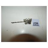 Silver Tone Bobby Pin w/ Butterfly Detail