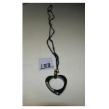 Hematite Heart Pendant On Black Cord Necklace
