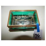 Glass Trinket/ Jewelry Box Clear & Green