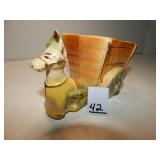 Donkey Pulling Cart Ceramic Planter