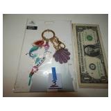 Gold Toned w/ Mermaid Charms Keychain NIP