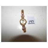 Women's Gold Tone Watch w/ Rhinestones