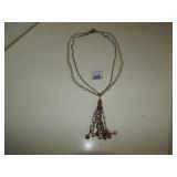 Faux Pearl & Chain Tassel Necklace