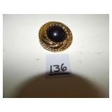 Gold Tone & Black Brooch