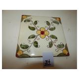 Decorative Tile Trivet Flower & Vines Theme