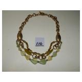 Multi Layered Monet Bead & 'Gold' Chain Necklace
