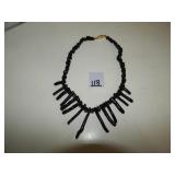 Black Plastic Rock Looking Bead Necklace