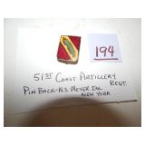 51st Coast Artillery Regt. Pin