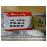 Hornady 22 Cal Match .224 53gr HP 100ct