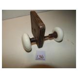 Antique Cast Iron Rim Lock Set-White Porc. Knobs