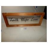 'Faith. Hope. Love' Home Decor Sign-Wood & Glass