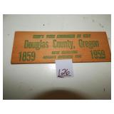 Wood Sign '...Visit Douglas County' 1859-1959