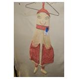 Vintage Folk Art Clothes Pin Holder Doll